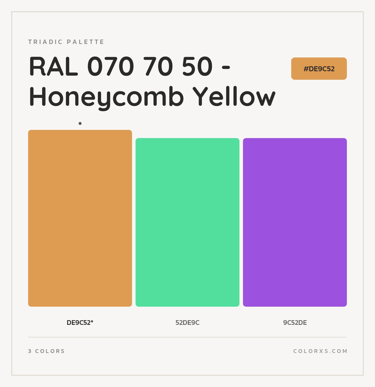RAL 070 70 50 - Honeycomb Yellow - Triadic Color Palette