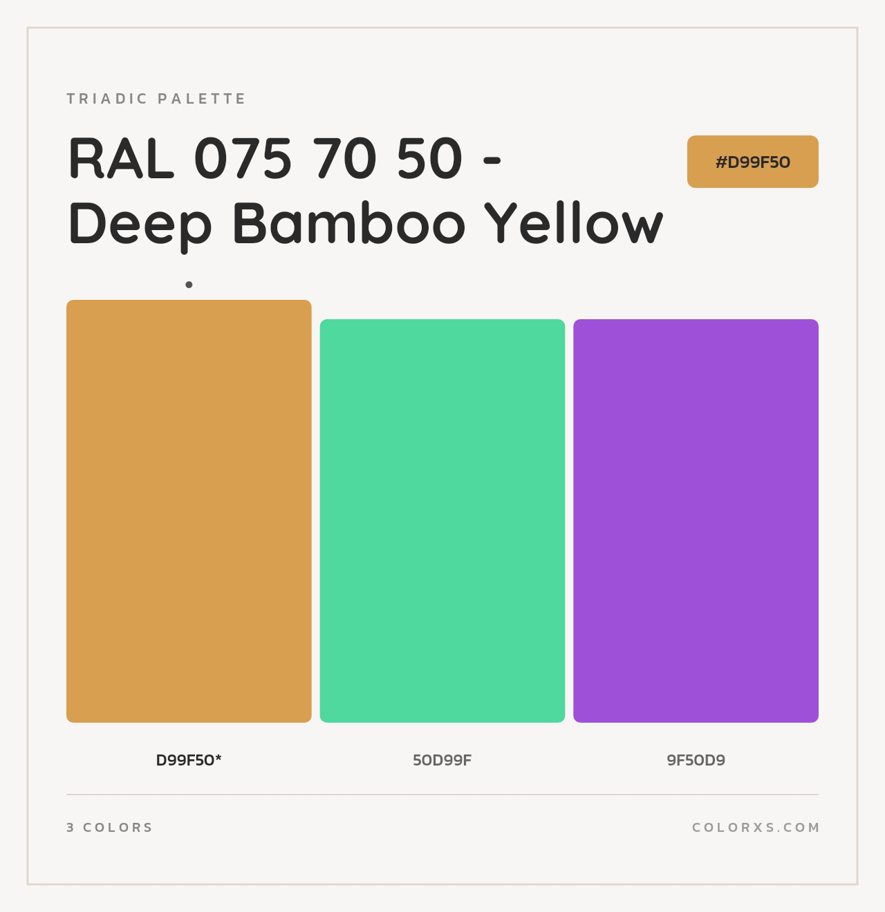 RAL 075 70 50 - Deep Bamboo Yellow - Triadic Color Palette