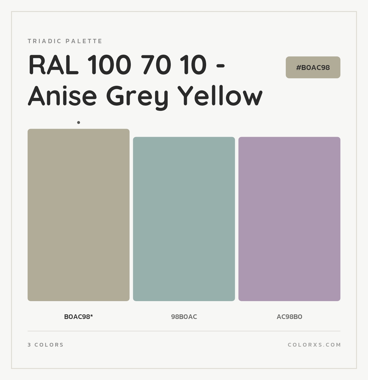 RAL 100 70 10 - Anise Grey Yellow - Triadic Color Palette
