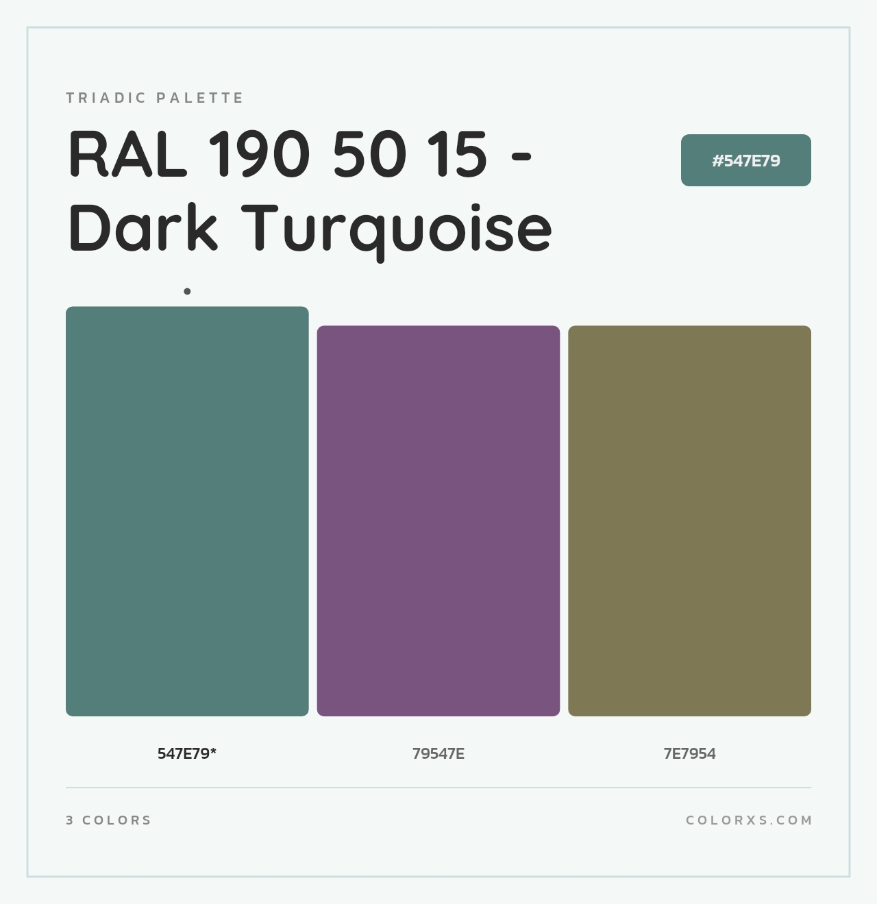 RAL 190 50 15 - Dark Turquoise - Triadic Color Palette