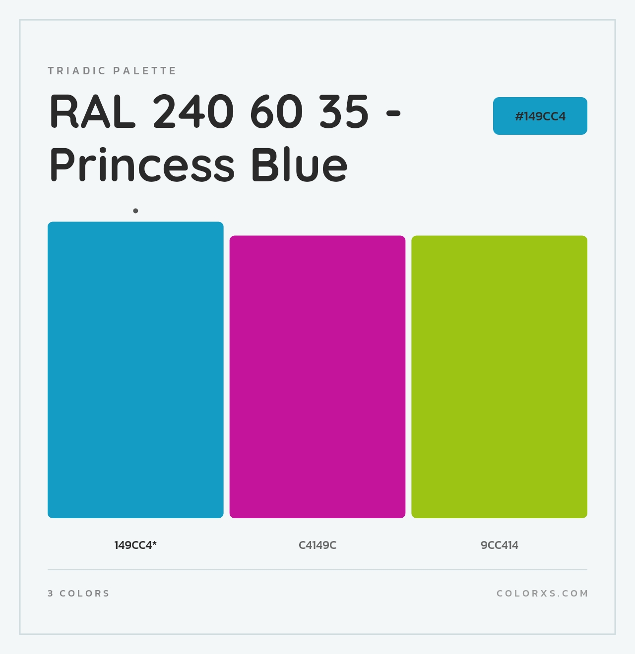 RAL 240 60 35 - Princess Blue - Triadic Color Palette
