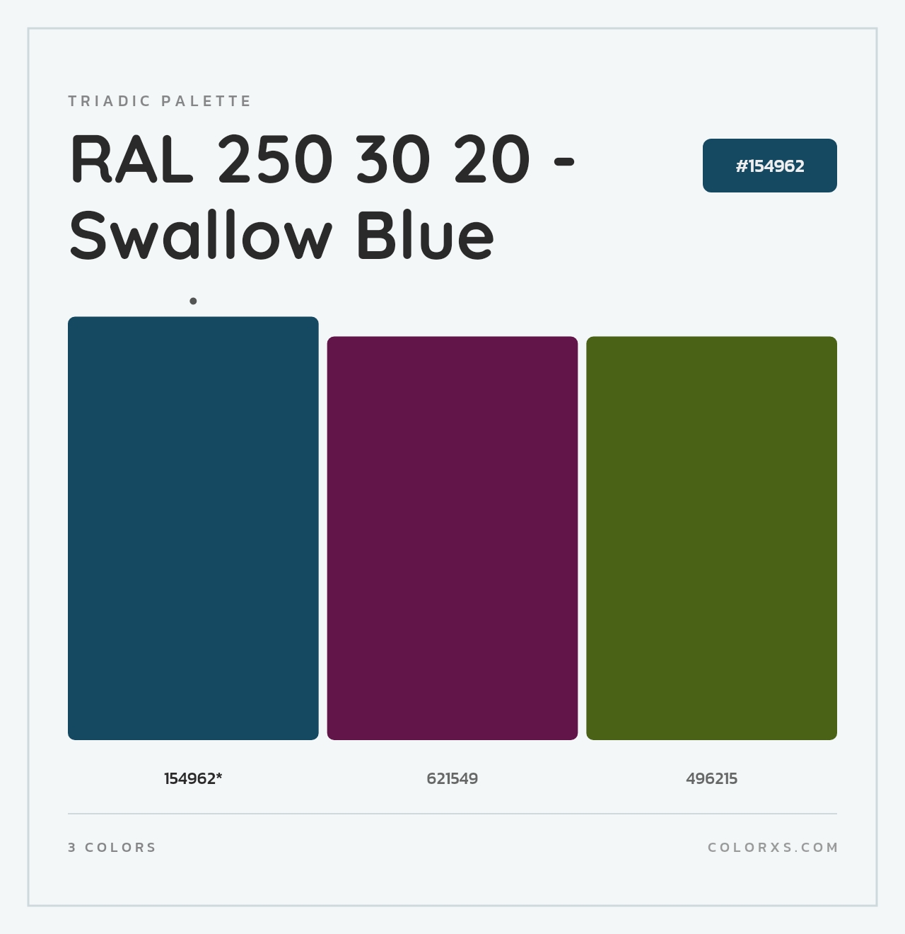RAL 250 30 20 - Swallow Blue - Triadic Color Palette
