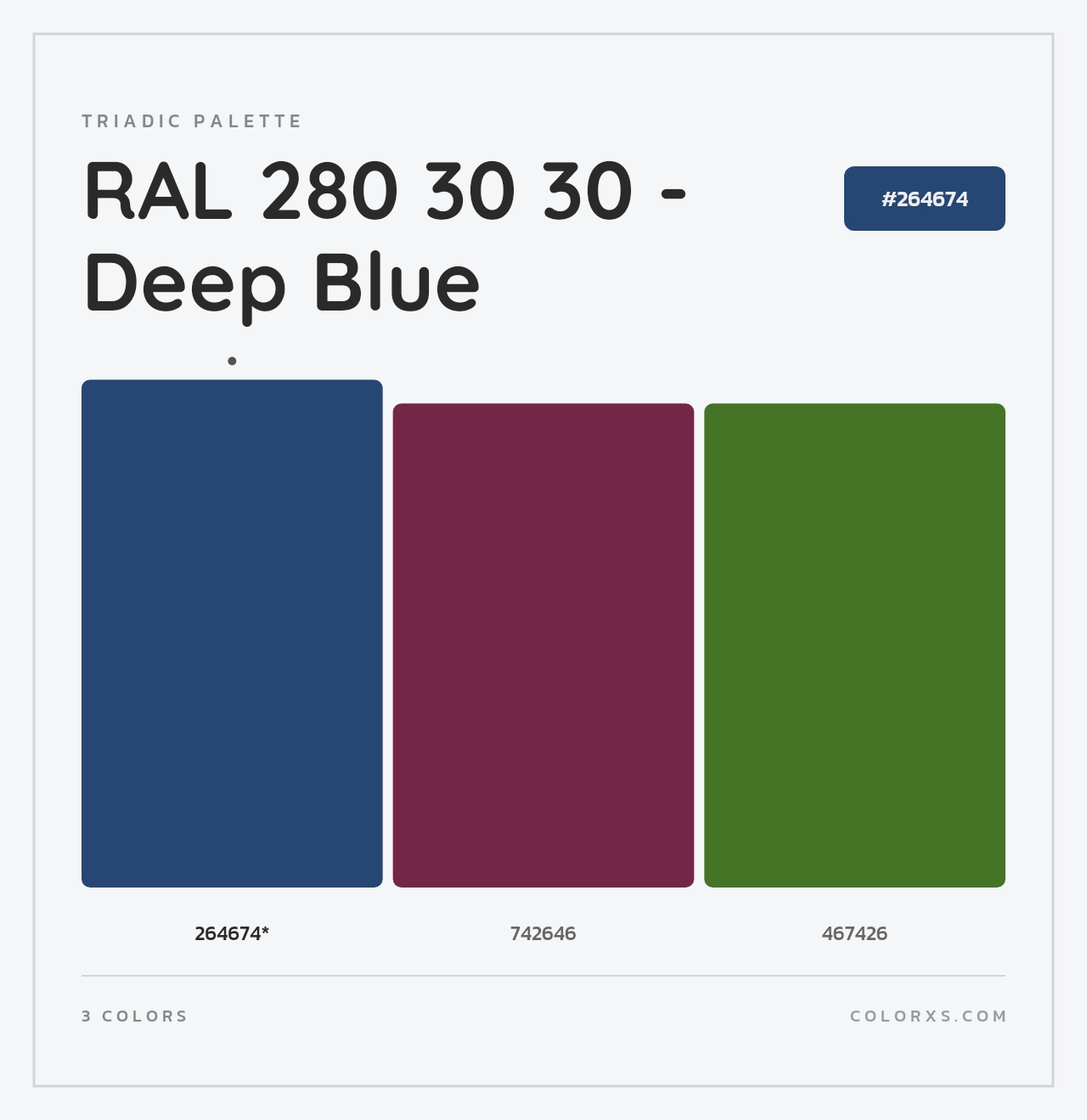 RAL 280 30 30 - Deep Blue - Triadic Color Palette