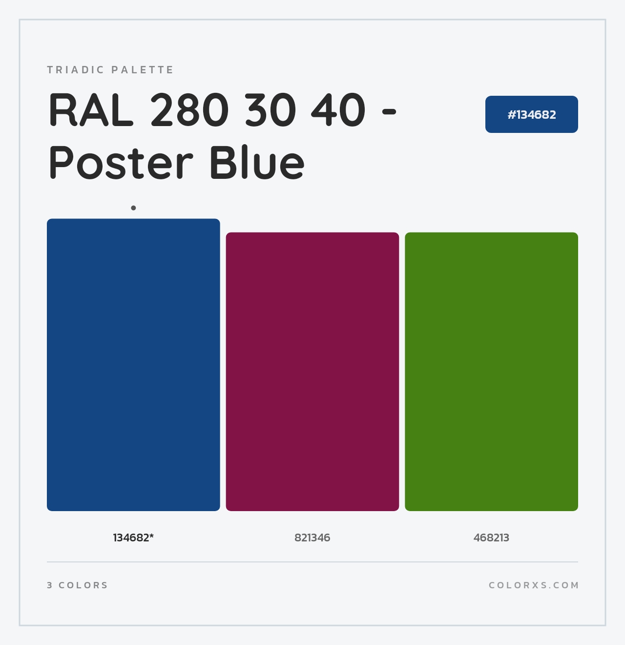 RAL 280 30 40 - Poster Blue - Triadic Color Palette