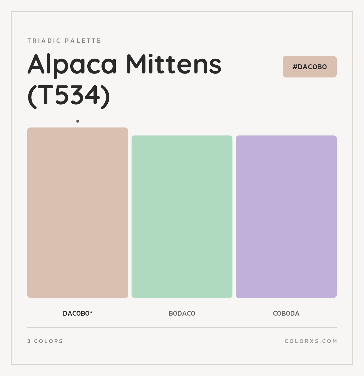 Alpaca Mittens (T534) - Triadic Color Palette