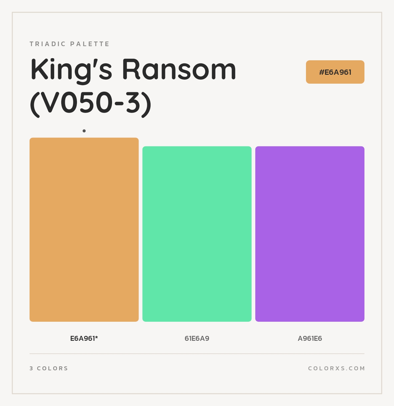 King's Ransom (V050-3) - Triadic Color Palette