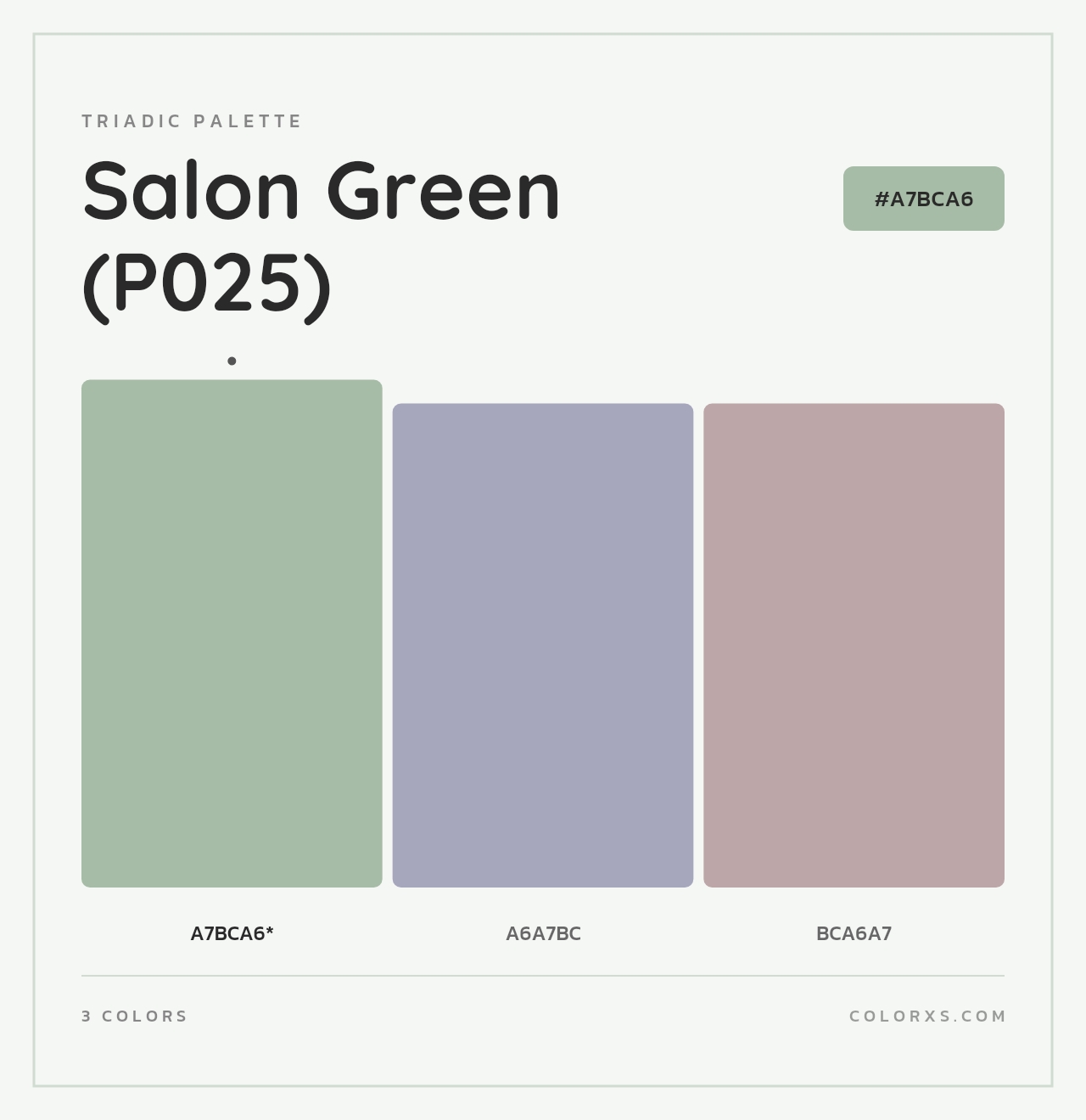Salon Green (P025) - Triadic Color Palette