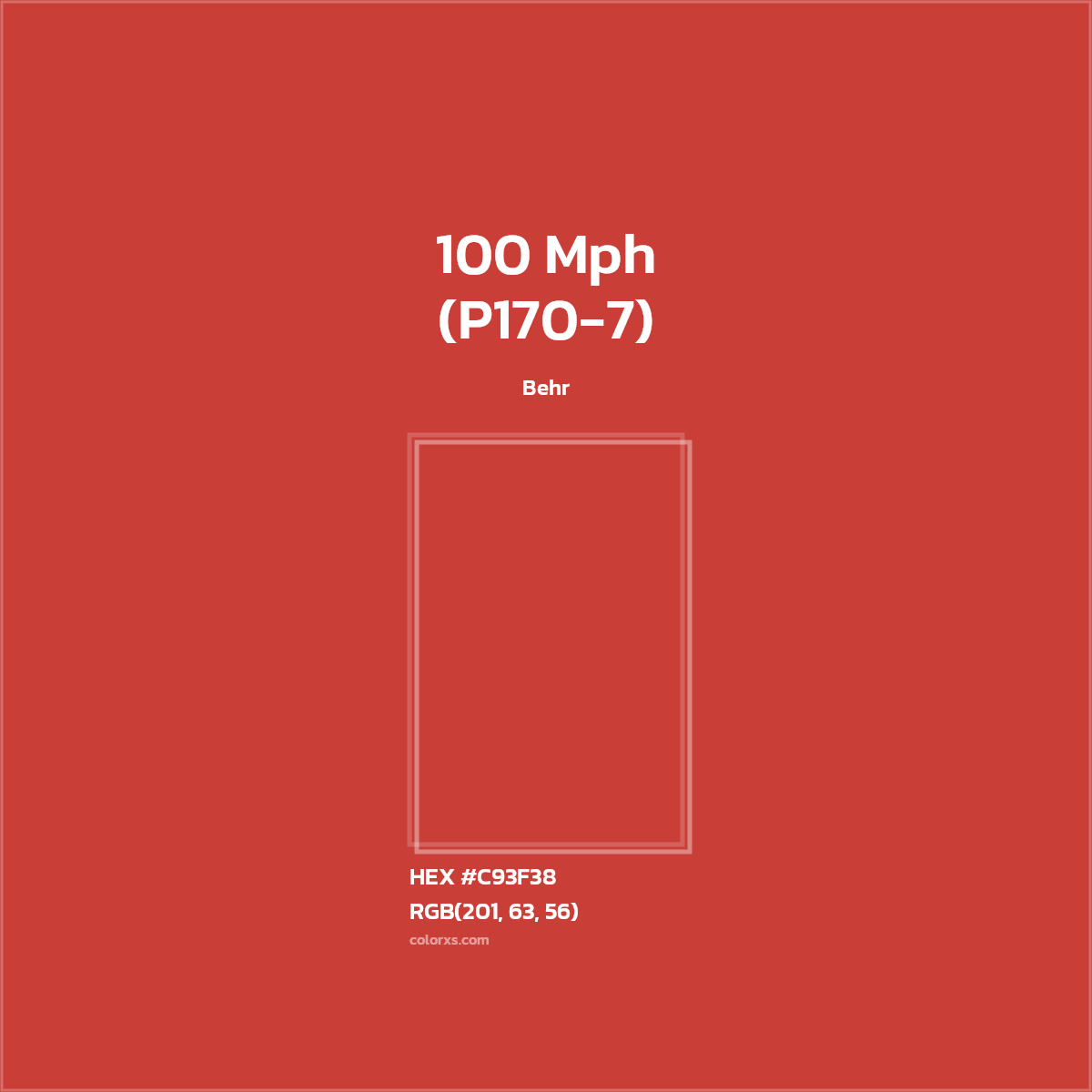 #C93F38 100 Mph (P170-7) Paint Behr - Color codes and meaning | Matching colors and paints