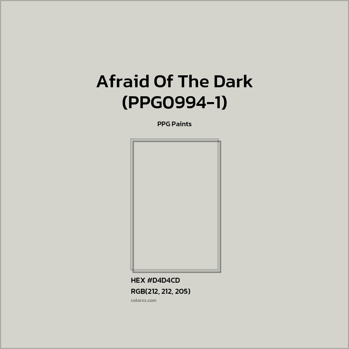 #D4D4CD Afraid Of The Dark (PPG0994-1) Paint PPG Paints - Color codes and meaning | Matching colors and paints