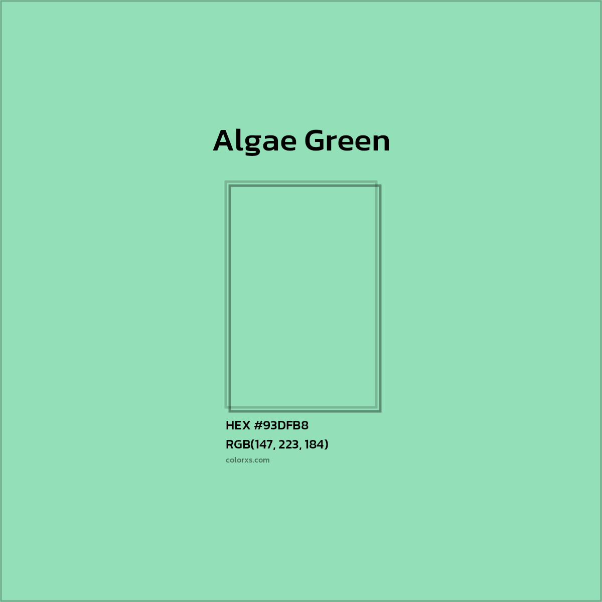 #93DFB8 Algae Green Color  - Color codes and meaning | Matching colors and paints