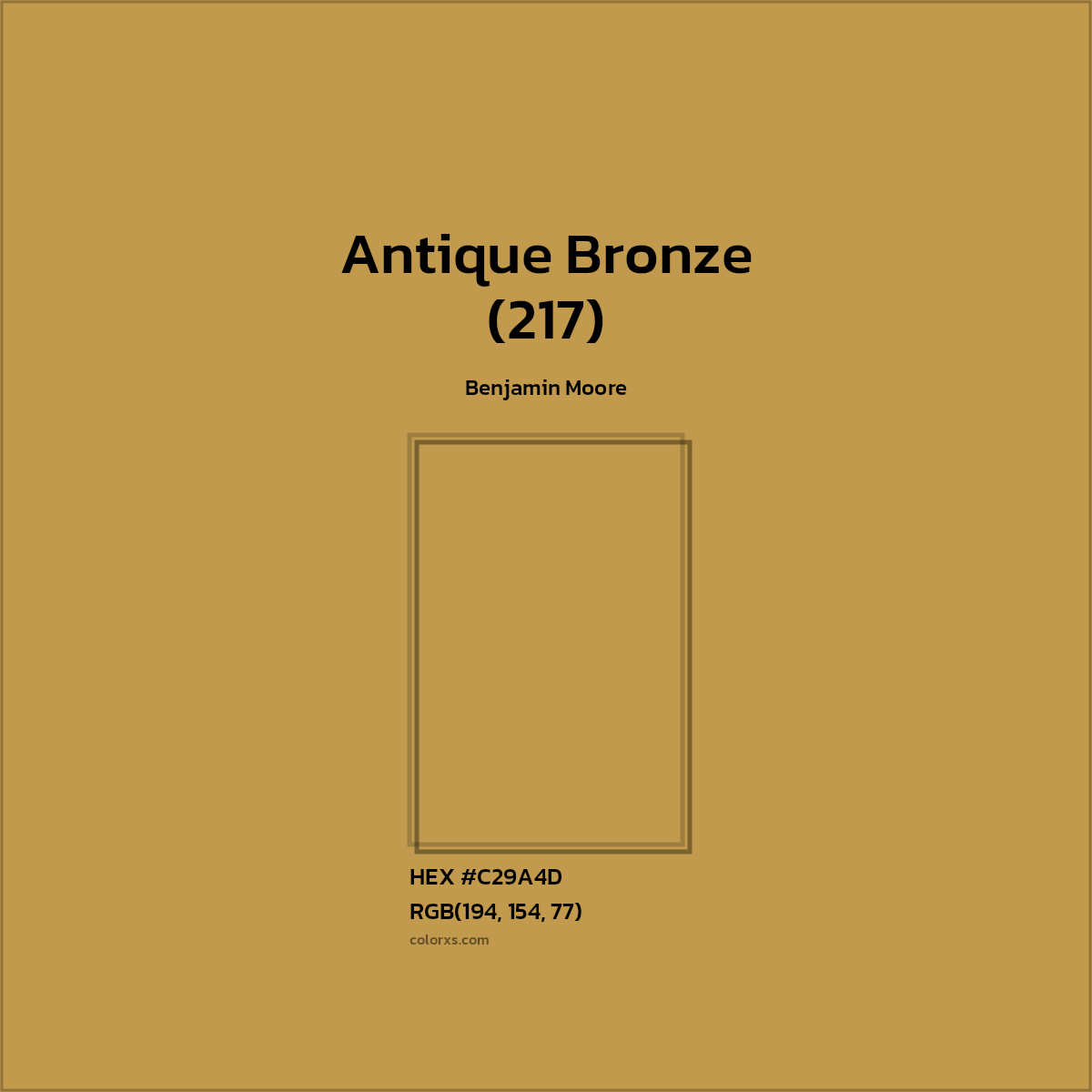 #C29A4D Antique Bronze (217) Paint Benjamin Moore - Color codes and meaning | Matching colors and paints