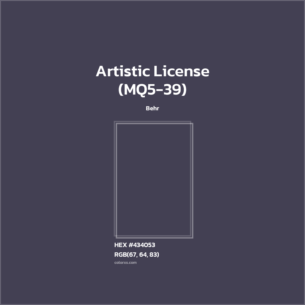#434053 Artistic License (MQ5-39) Paint Behr - Color codes and meaning | Matching colors and paints