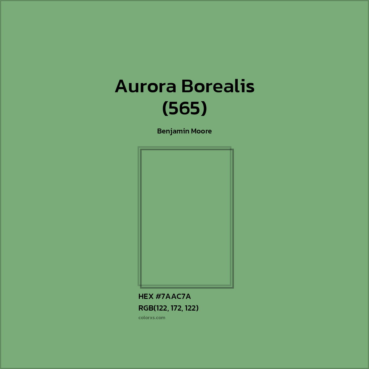 #7AAC7A Aurora Borealis (565) Paint Benjamin Moore - Color codes and meaning | Matching colors and paints