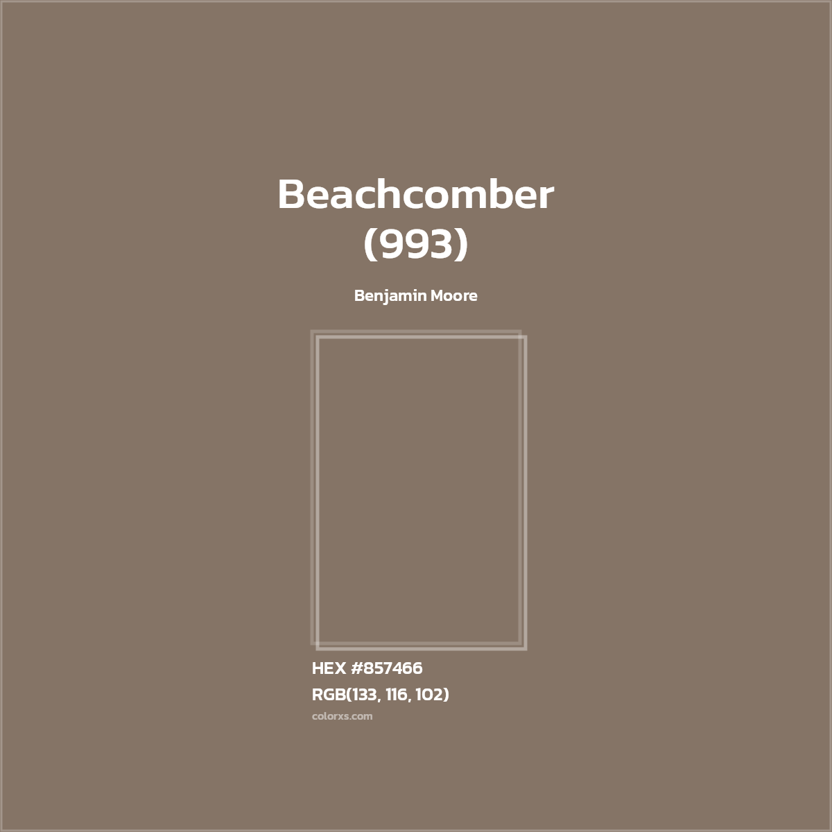 #857466 Beachcomber (993) Paint Benjamin Moore - Color codes and meaning | Matching colors and paints