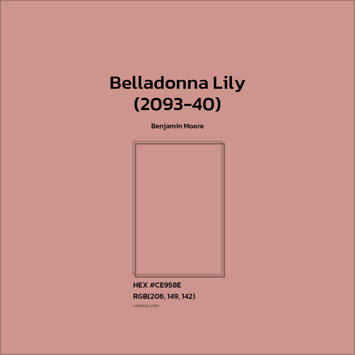 #CE958E Belladonna Lily (2093-40) Paint Benjamin Moore - Color codes and meaning | Matching colors and paints