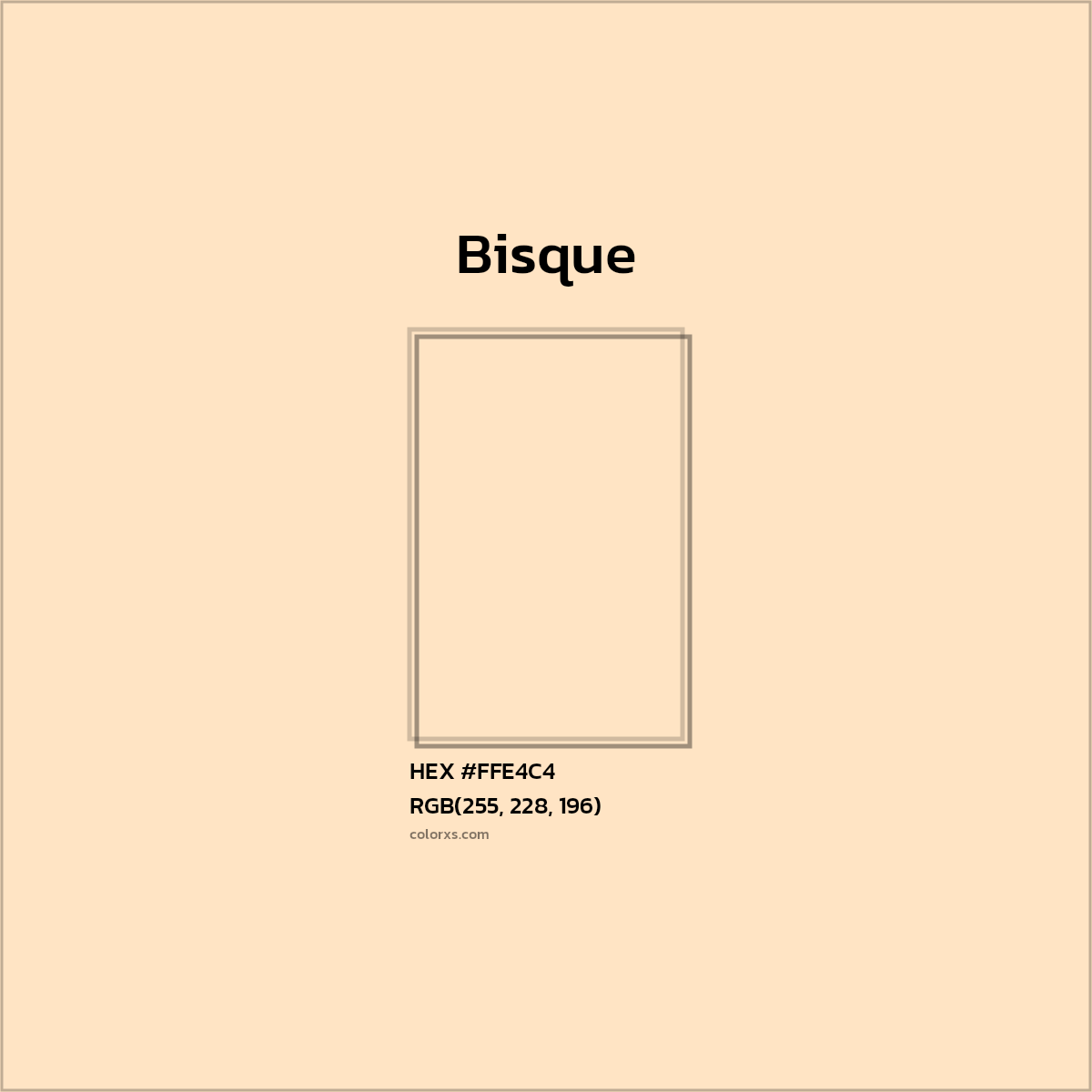 #FFE4C4 Bisque Color  - Color codes and meaning | Matching colors and paints