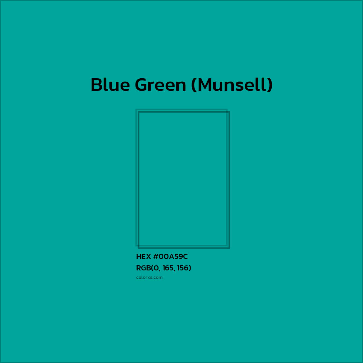 #00A59C Blue Green (Munsell) Color  - Color codes and meaning | Matching colors and paints