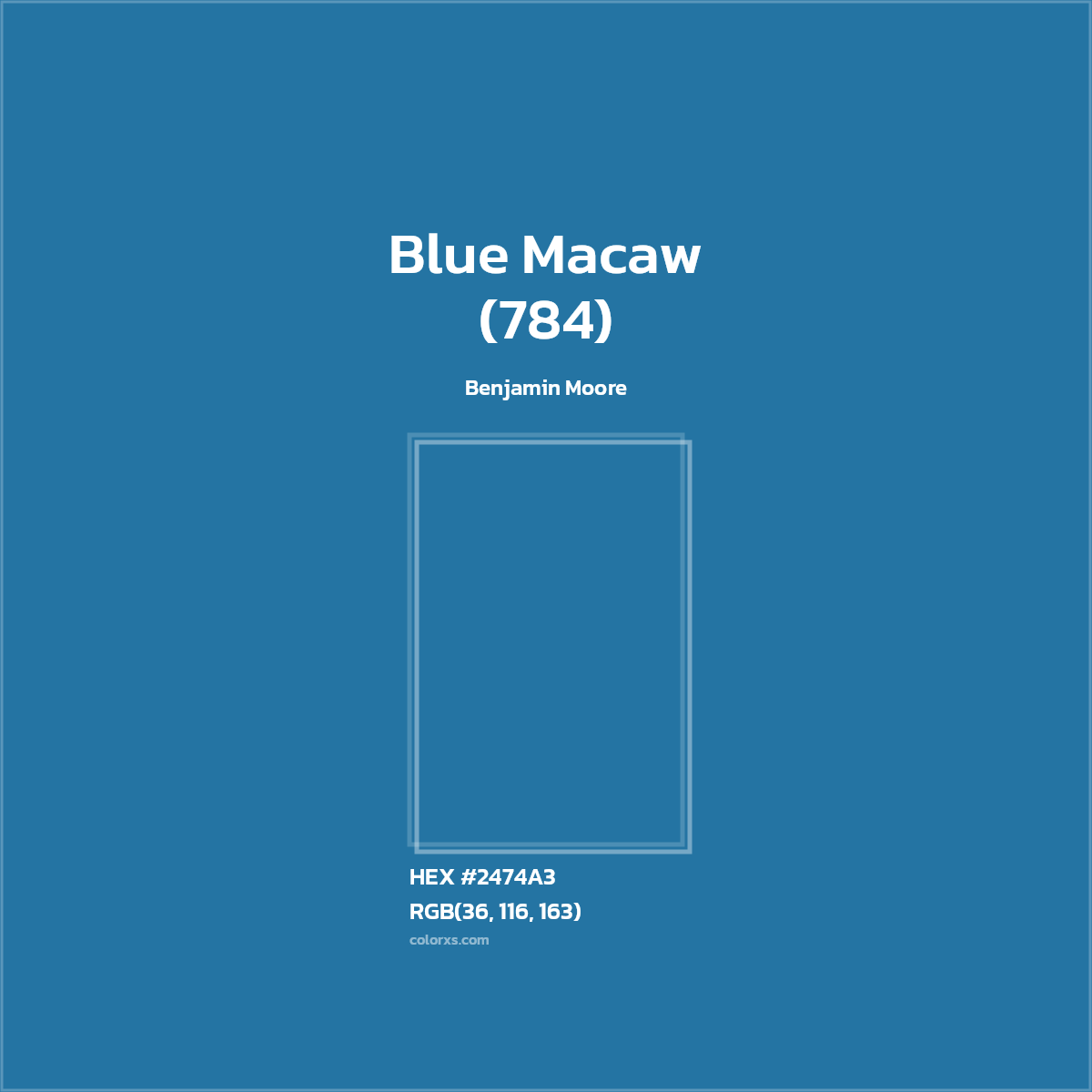 #2474A3 Blue Macaw (784) Paint Benjamin Moore - Color codes and meaning | Matching colors and paints