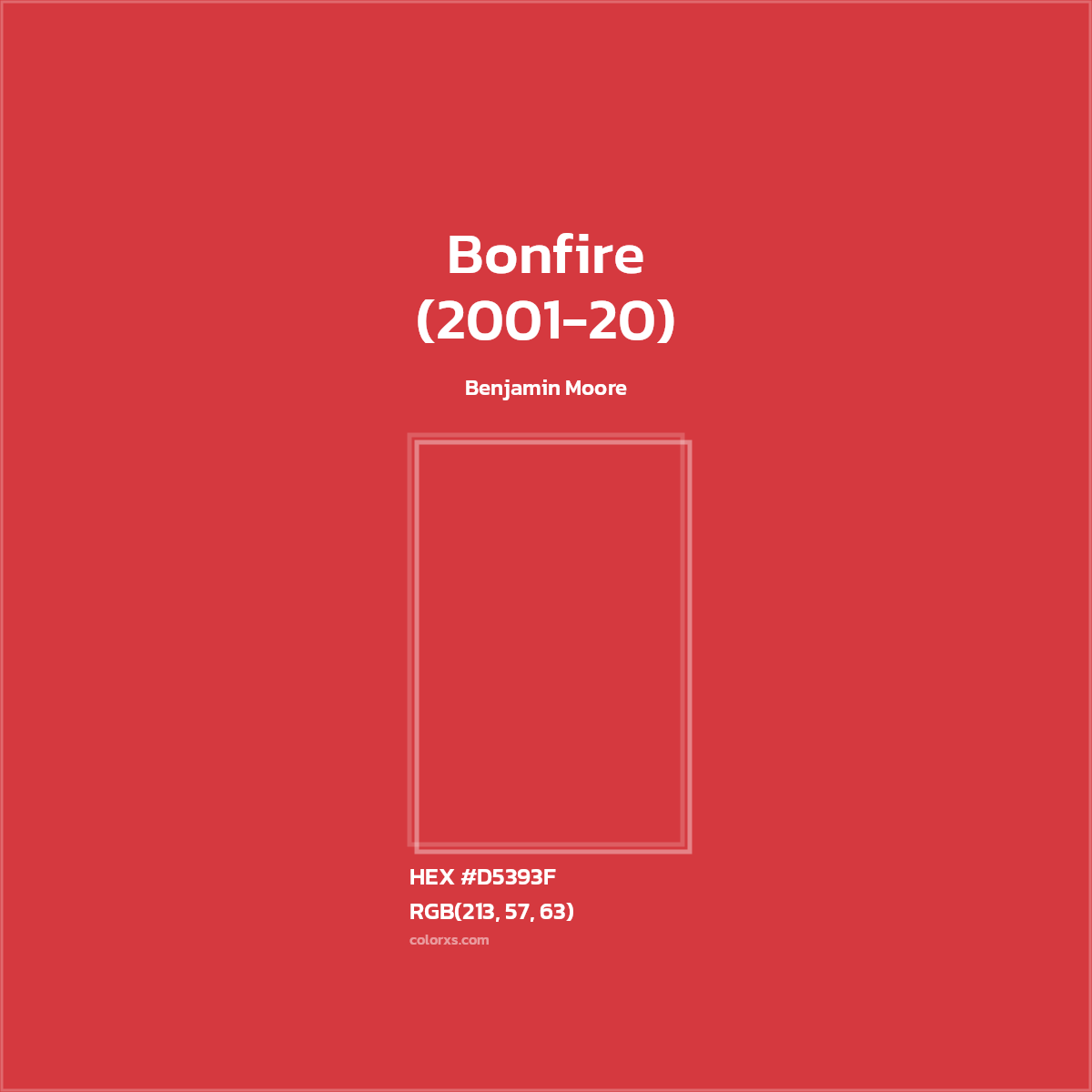 #D5393F Bonfire (2001-20) Paint Benjamin Moore - Color codes and meaning | Matching colors and paints
