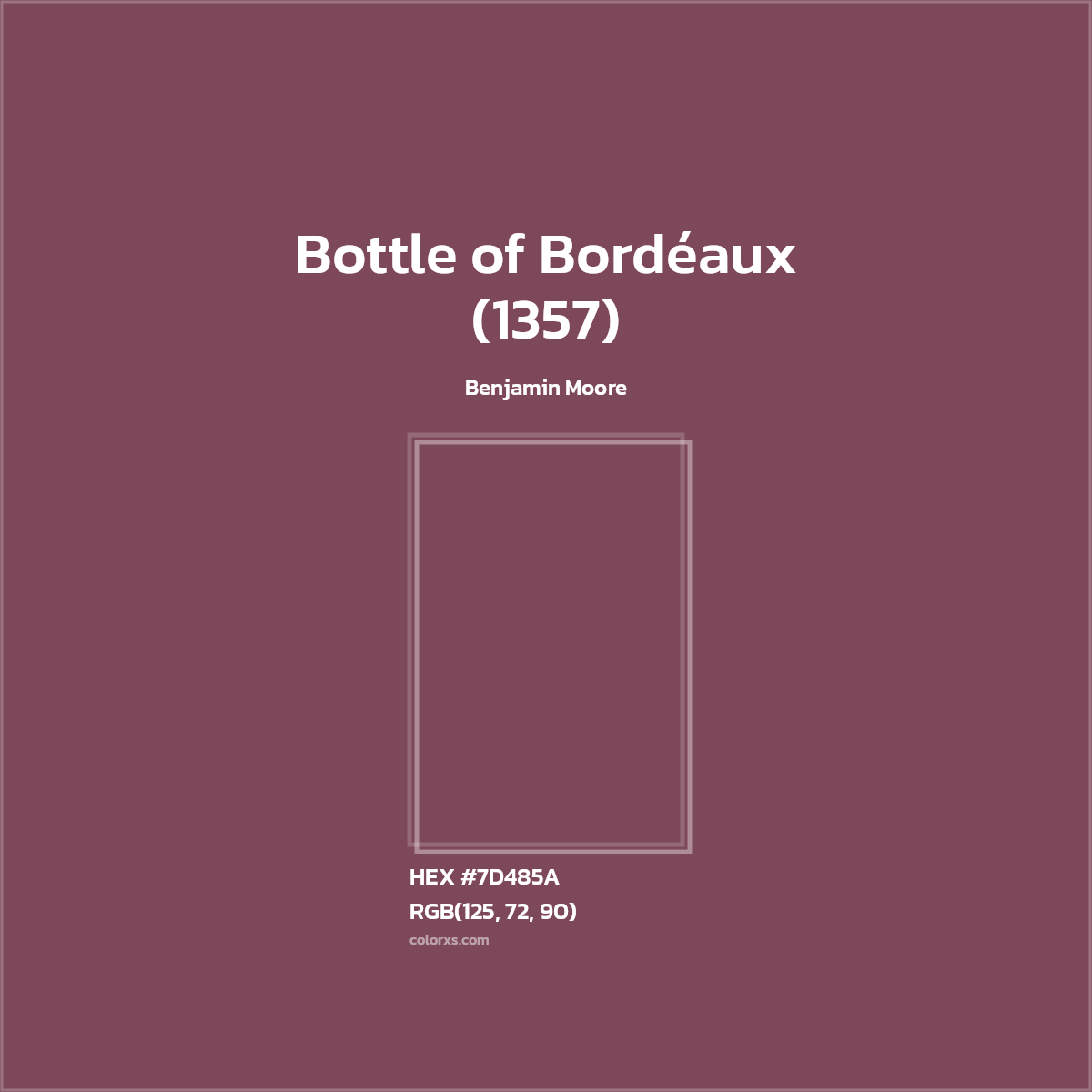 #7D485A Bottle of Bordéaux (1357) Paint Benjamin Moore - Color codes and meaning | Matching colors and paints