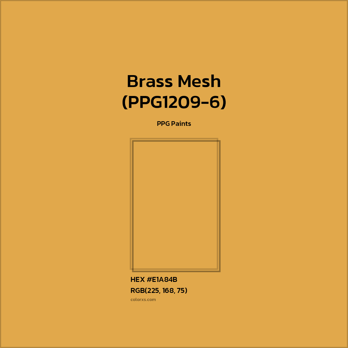 #E1A84B Brass Mesh (PPG1209-6) Paint PPG Paints - Color codes and meaning | Matching colors and paints