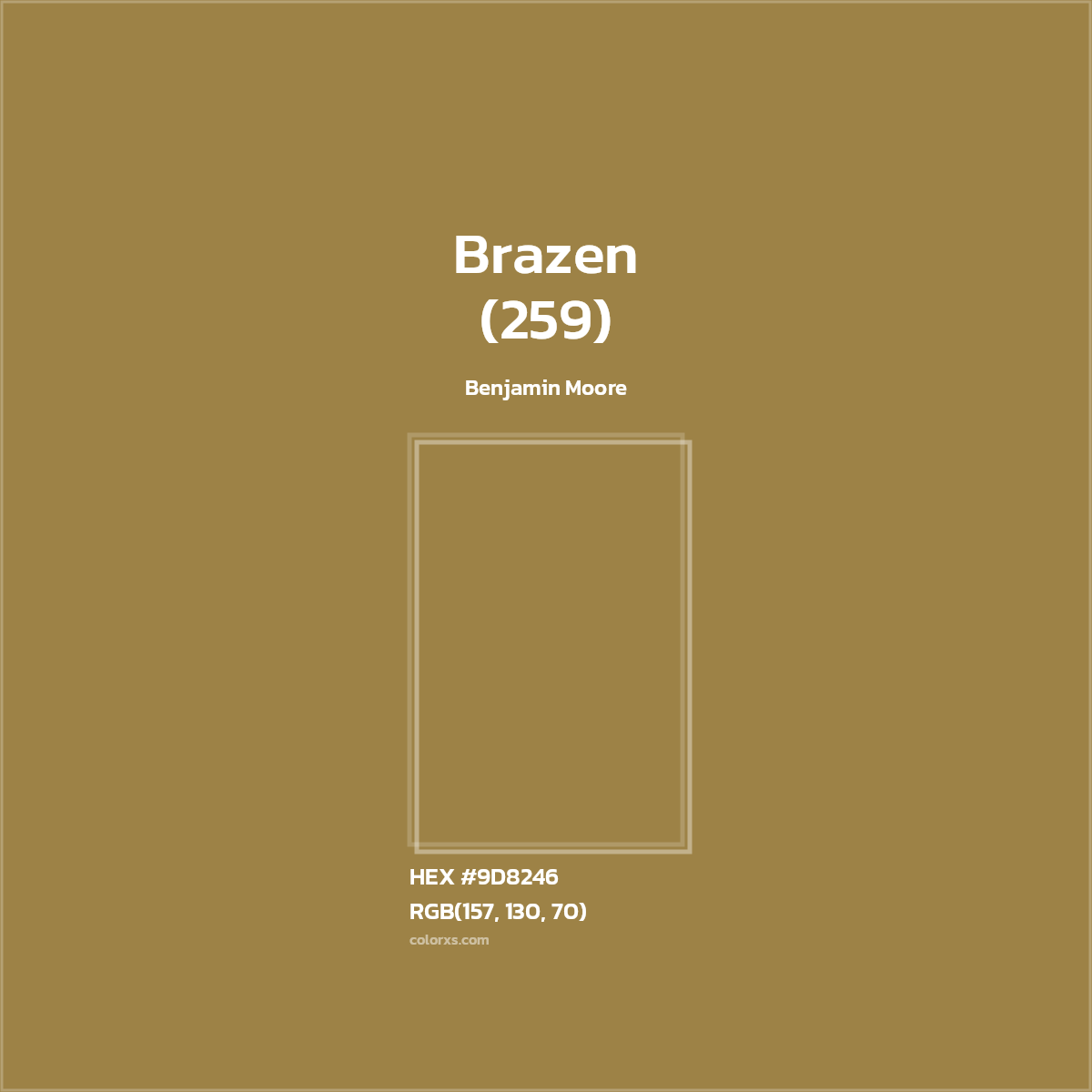 #9D8246 Brazen (259) Paint Benjamin Moore - Color codes and meaning | Matching colors and paints