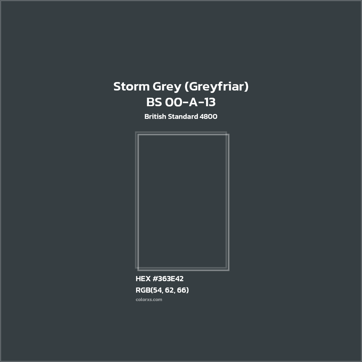 #363E42 BS 00-A-13 - Storm Grey (Greyfriar) CMS British Standard 4800 - Color codes and meaning | Matching colors and paints