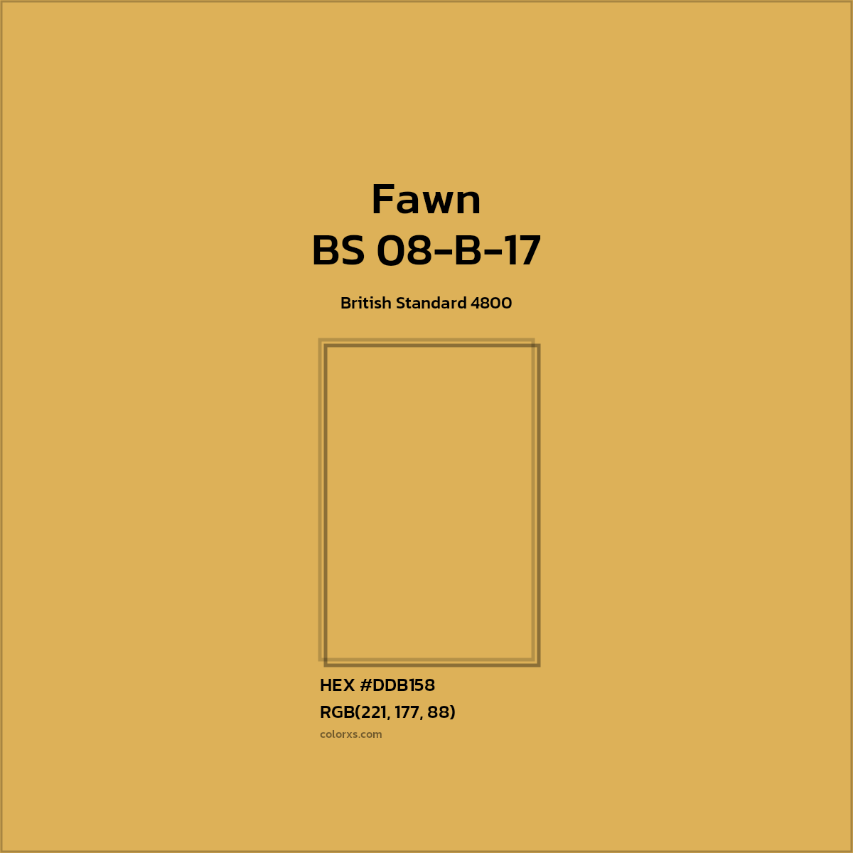 #DDB158 BS 08-B-17 - Fawn CMS British Standard 4800 - Color codes and meaning | Matching colors and paints