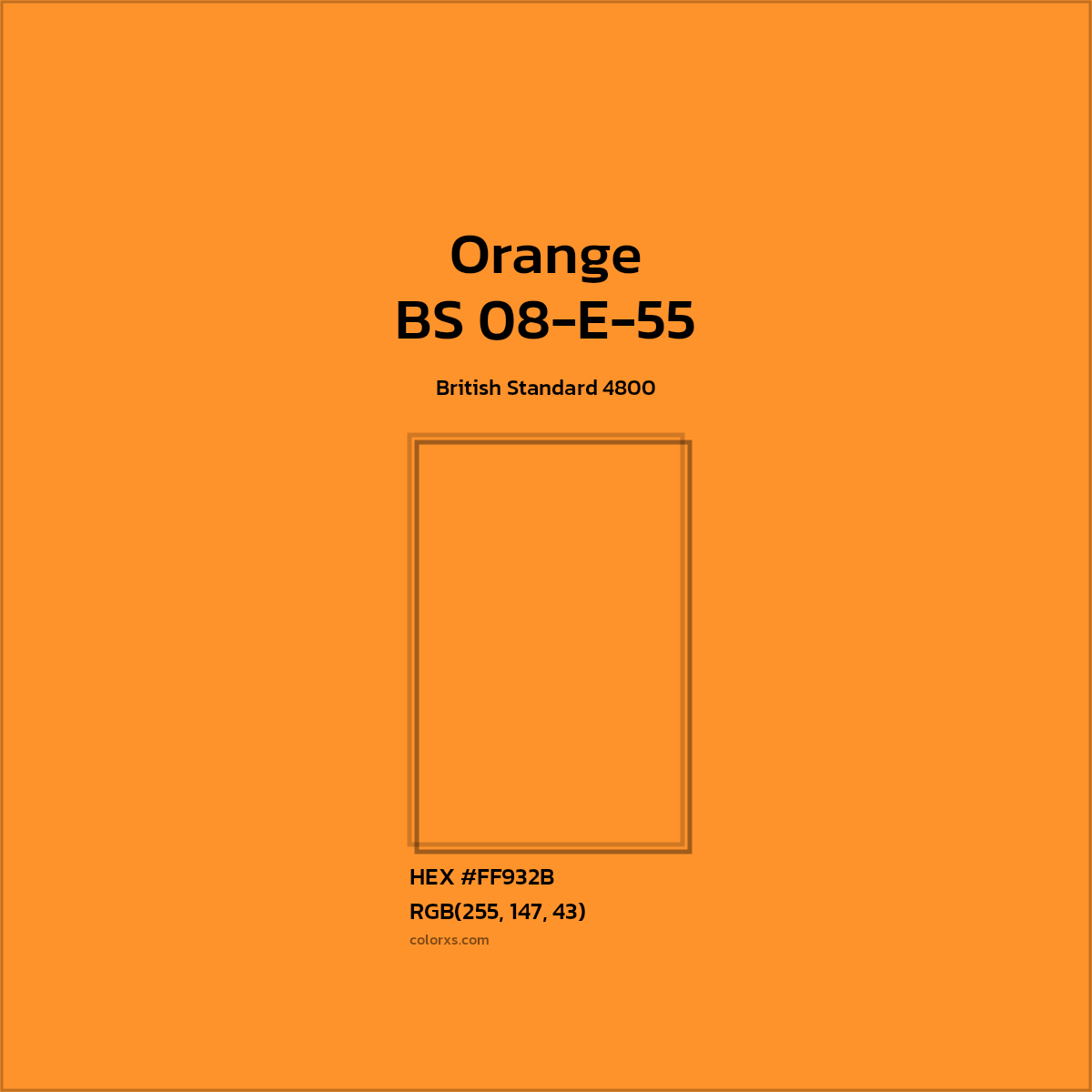 #FF932B BS 08-E-55 - Orange CMS British Standard 4800 - Color codes and meaning | Matching colors and paints