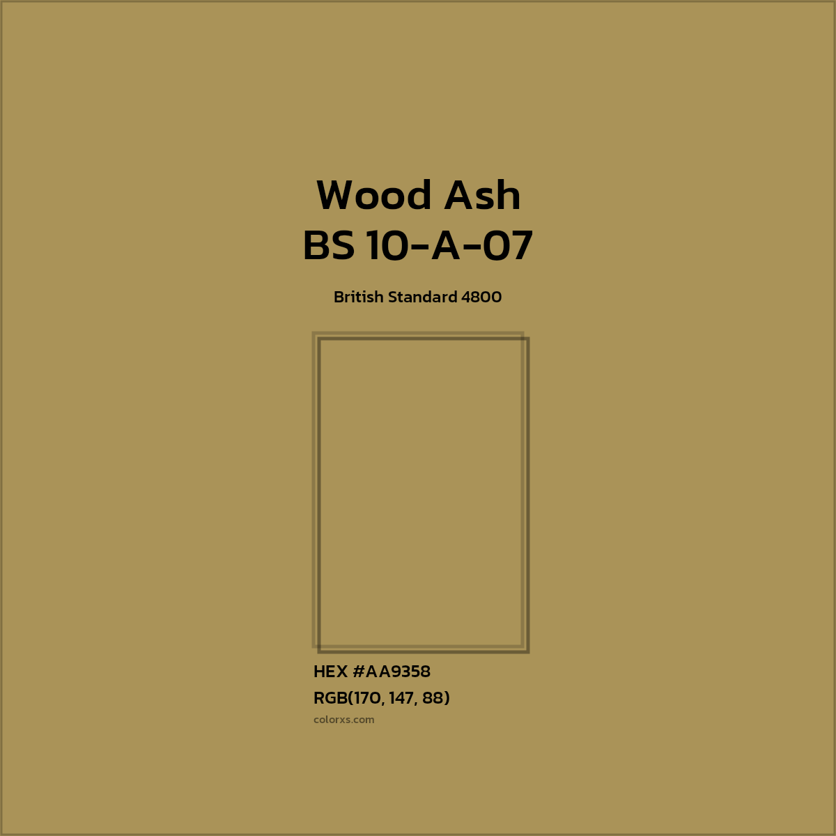 #AA9358 BS 10-A-07 - Wood Ash CMS British Standard 4800 - Color codes and meaning | Matching colors and paints