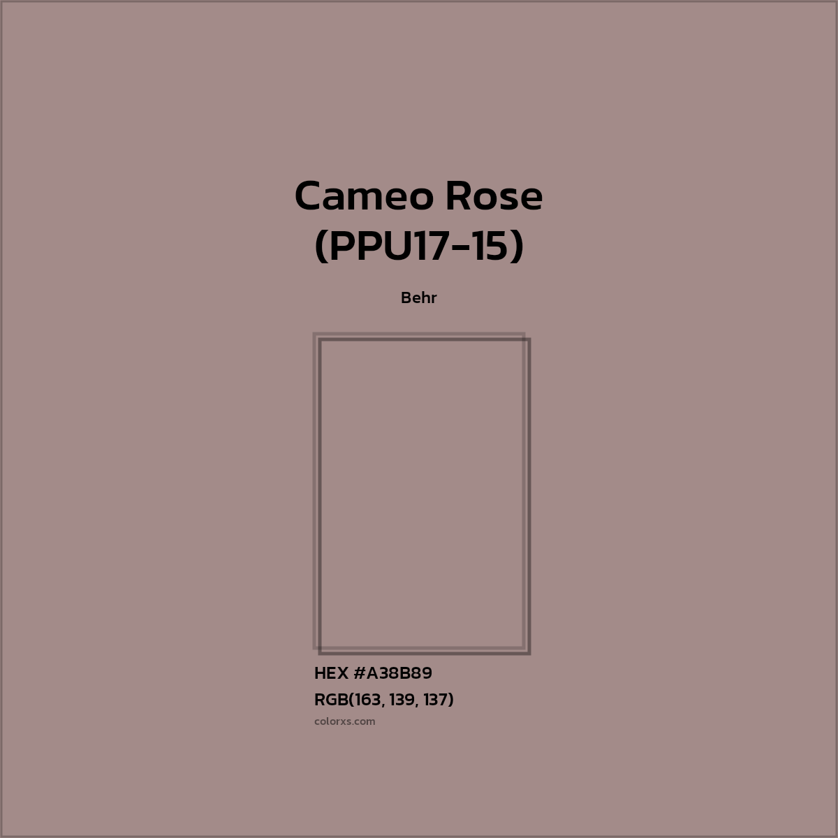 #A38B89 Cameo Rose (PPU17-15) Paint Behr - Color codes and meaning | Matching colors and paints