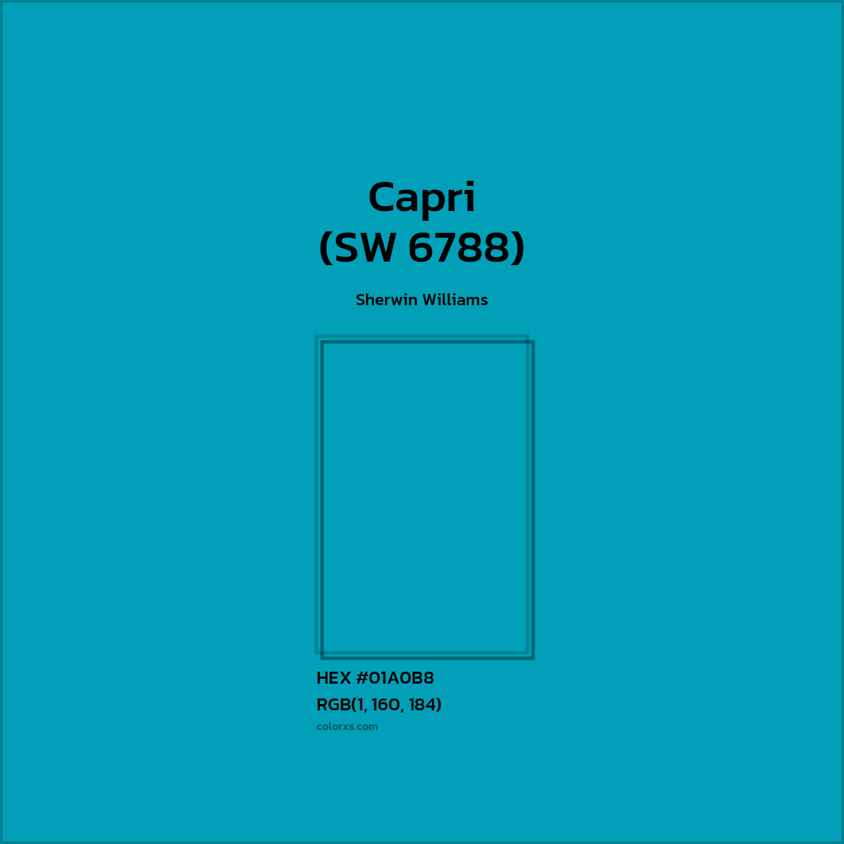 #01A0B8 Capri (SW 6788) Paint Sherwin Williams - Color codes and meaning | Matching colors and paints