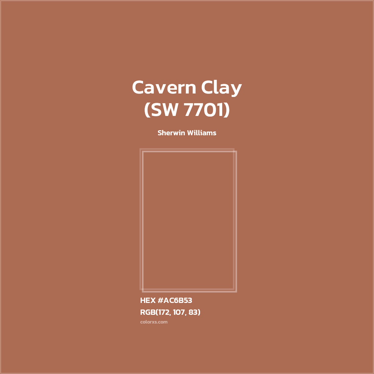 #AC6B53 Cavern Clay (SW 7701) Paint Sherwin Williams - Color codes and meaning | Matching colors and paints