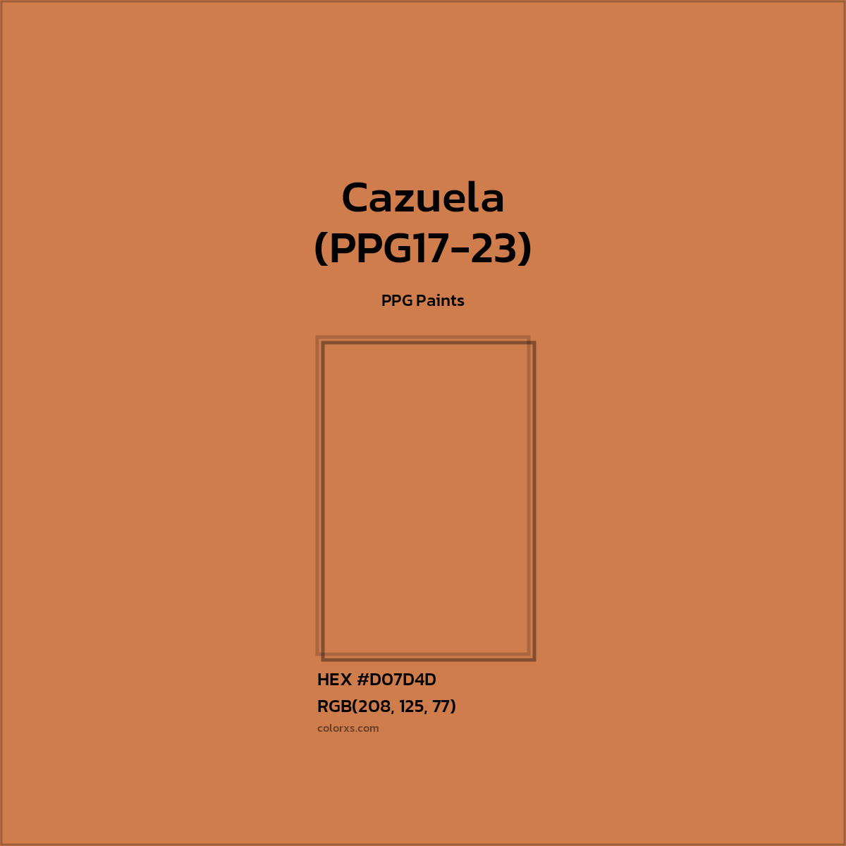 #D07D4D Cazuela (PPG17-23) Paint PPG Paints - Color codes and meaning | Matching colors and paints