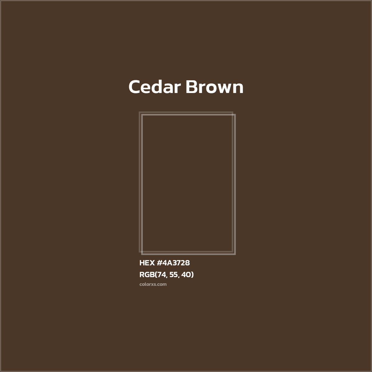 #4A3728 Cedar Brown Color  - Color codes and meaning | Matching colors and paints