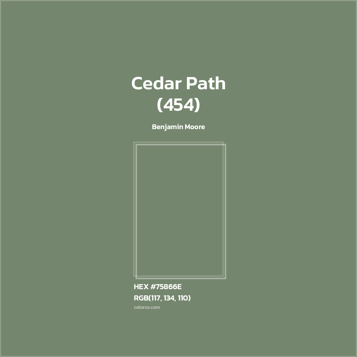 #75866E Cedar Path (454) Paint Benjamin Moore - Color codes and meaning | Matching colors and paints