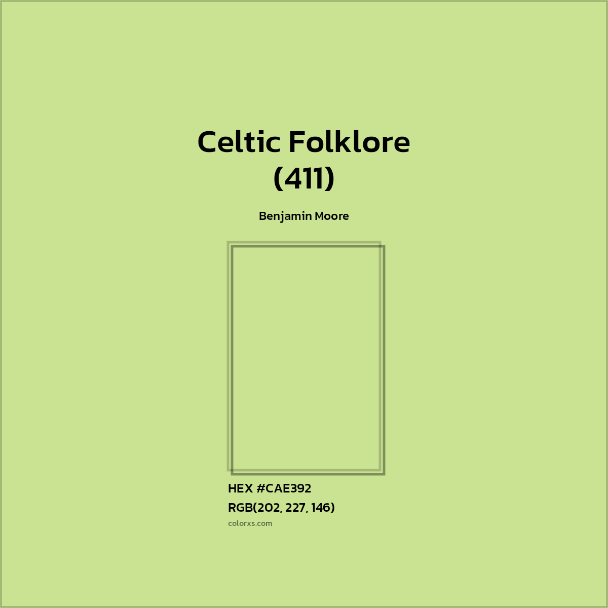 #CAE392 Celtic Folklore (411) Paint Benjamin Moore - Color codes and meaning | Matching colors and paints