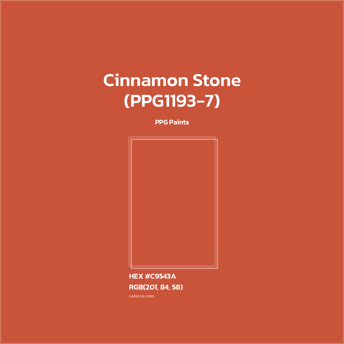 #C9543A Cinnamon Stone (PPG1193-7) Paint PPG Paints - Color codes and meaning | Matching colors and paints