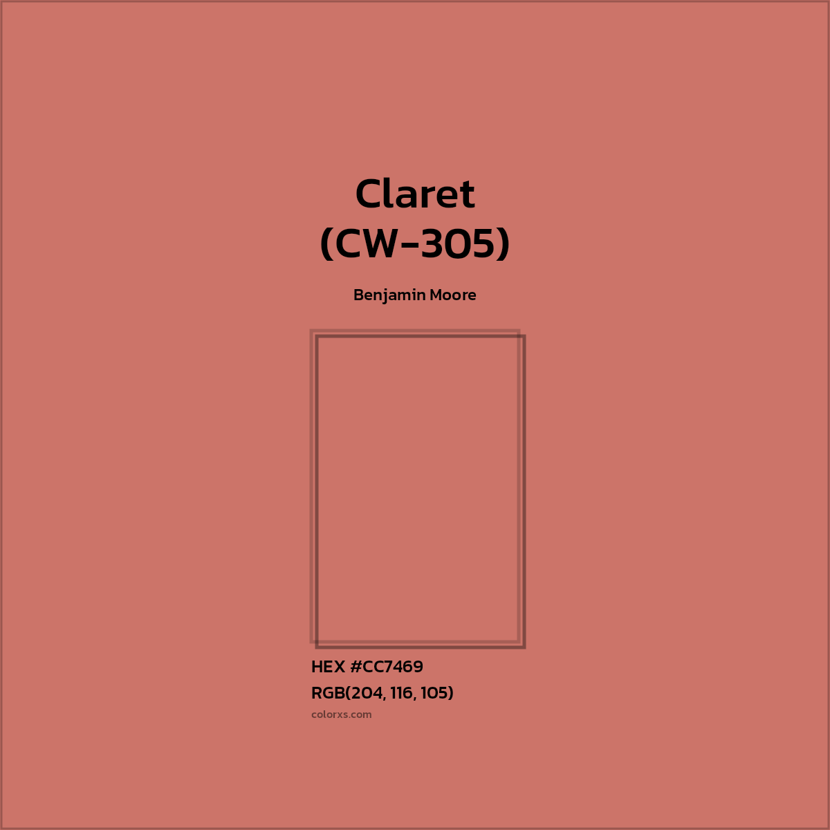 #CC7469 Claret (CW-305) Paint Benjamin Moore - Color codes and meaning | Matching colors and paints