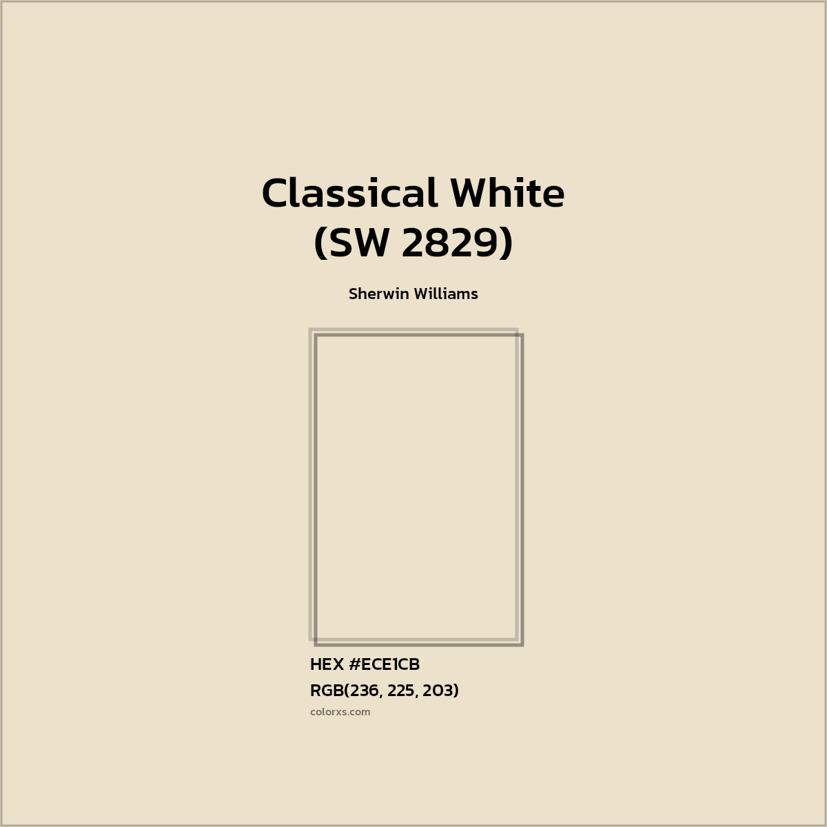 #ECE1CB Classical White (SW 2829) Paint Sherwin Williams - Color codes and meaning | Matching colors and paints