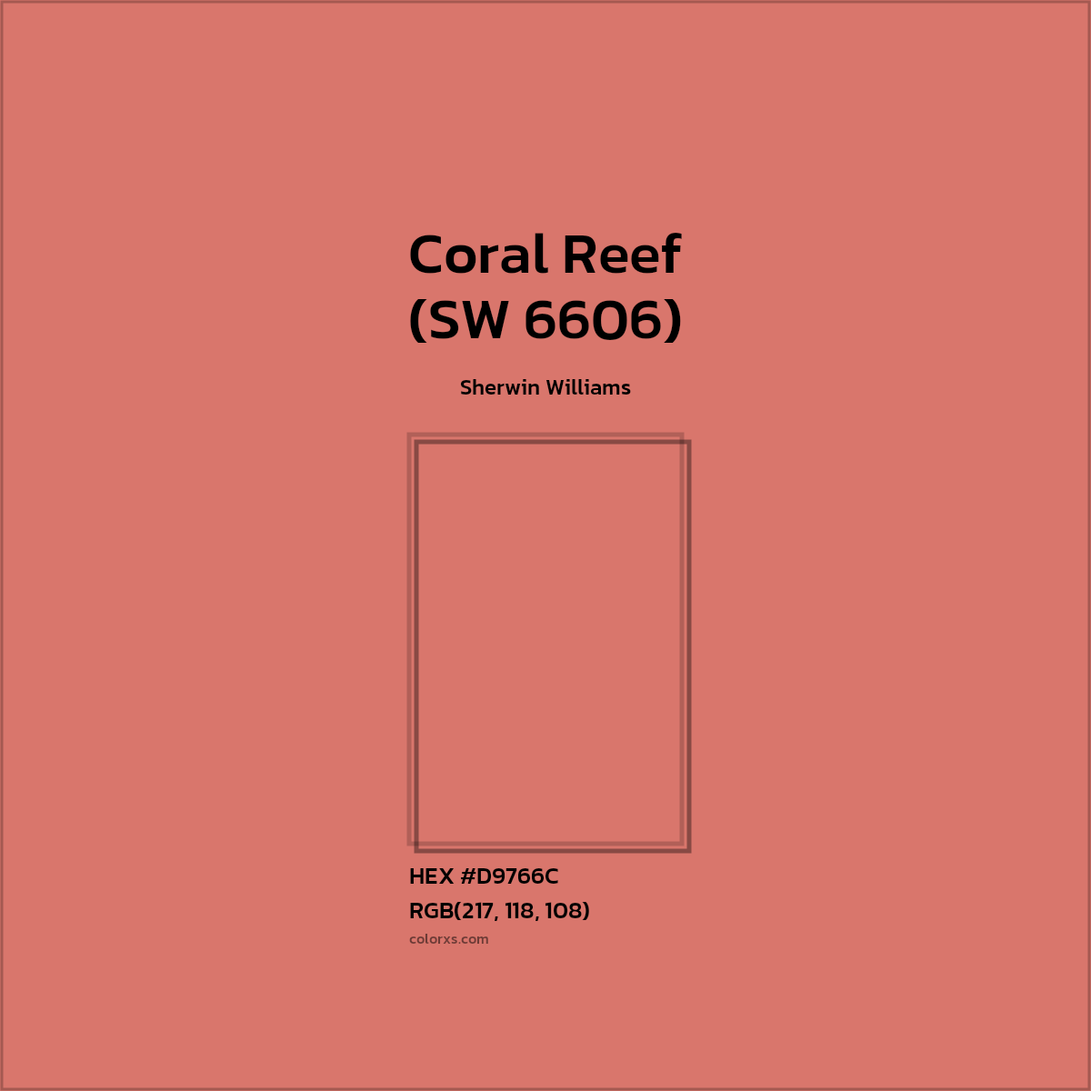 #D9766C Coral Reef (SW 6606) Paint Sherwin Williams - Color codes and meaning | Matching colors and paints
