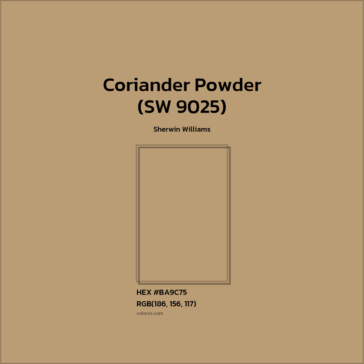 #BA9C75 Coriander Powder (SW 9025) Paint Sherwin Williams - Color codes and meaning | Matching colors and paints