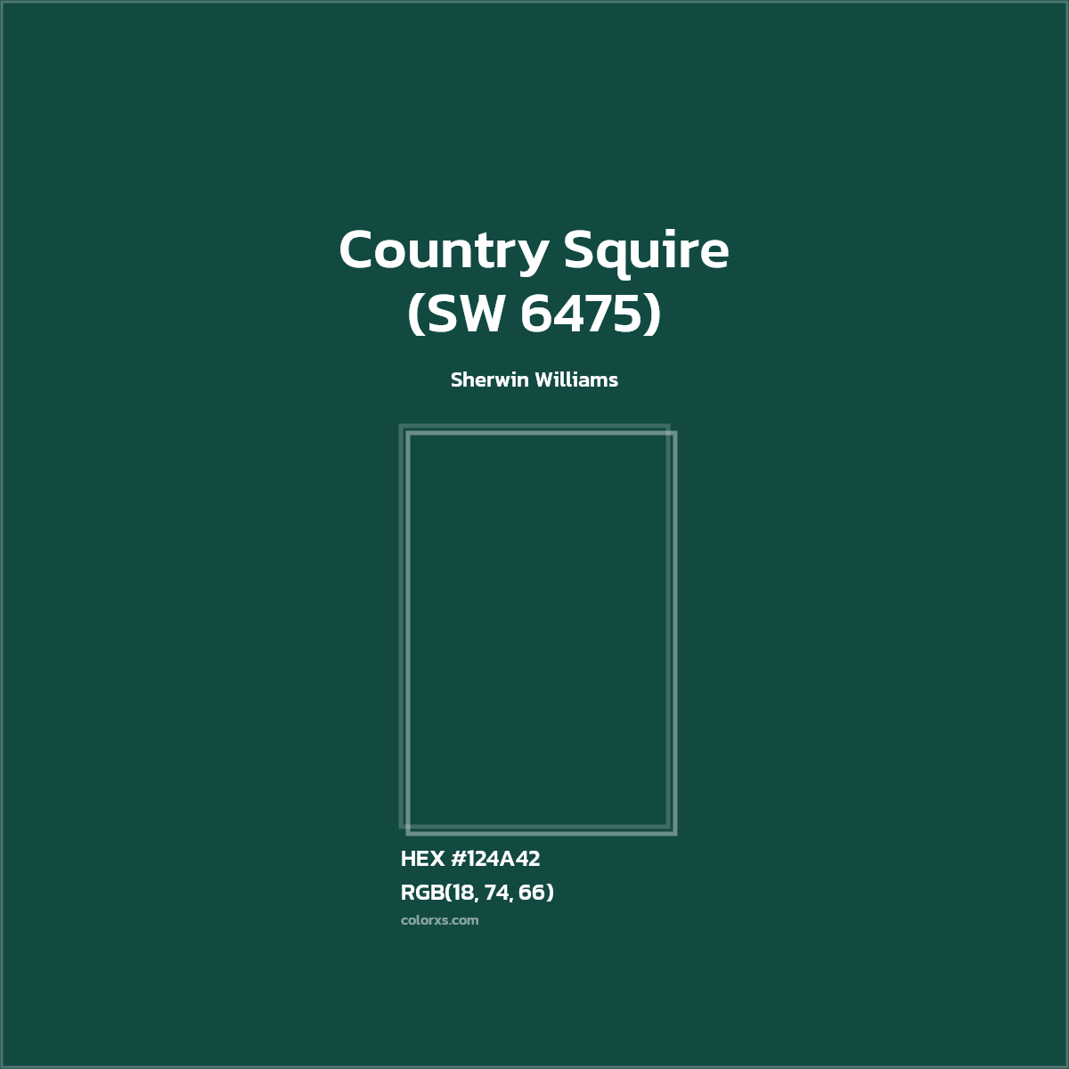 #124A42 Country Squire (SW 6475) Paint Sherwin Williams - Color codes and meaning | Matching colors and paints