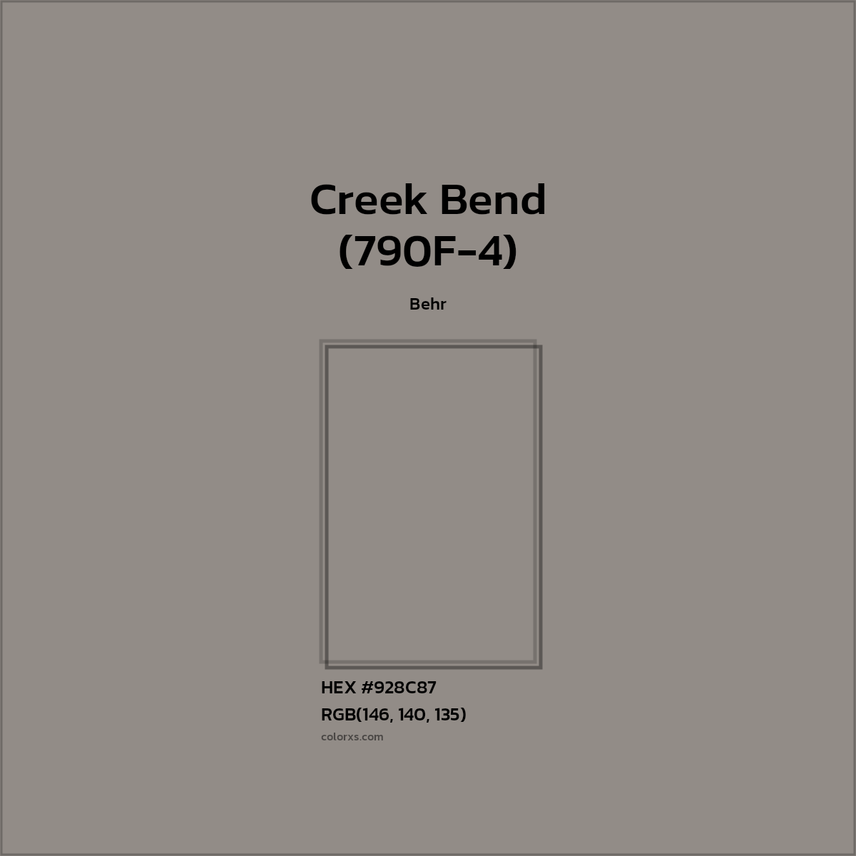 #928C87 Creek Bend (790F-4) Paint Behr - Color codes and meaning | Matching colors and paints