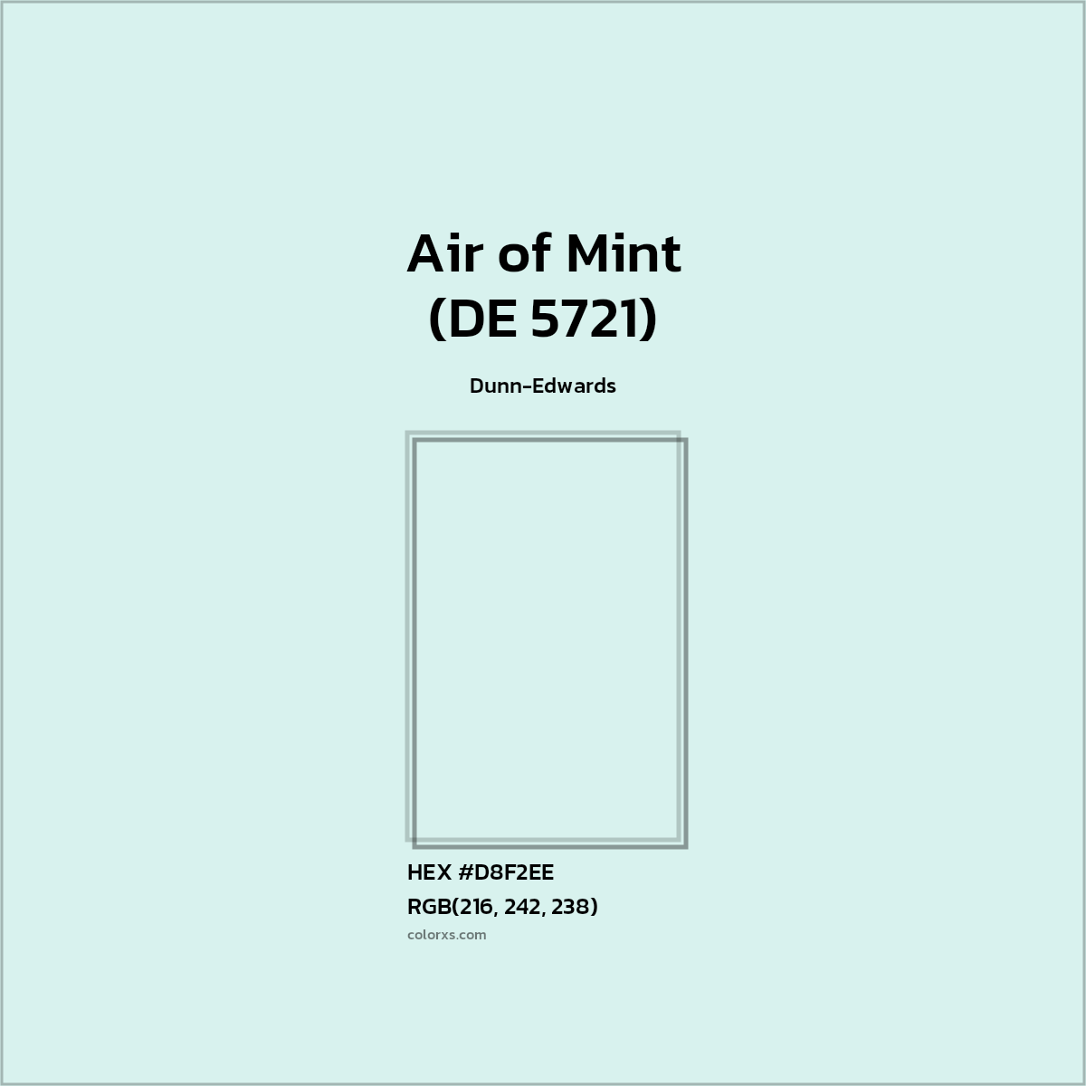 #D8F2EE Air of Mint (DE 5721) Paint Dunn-Edwards - Color codes and meaning | Matching colors and paints