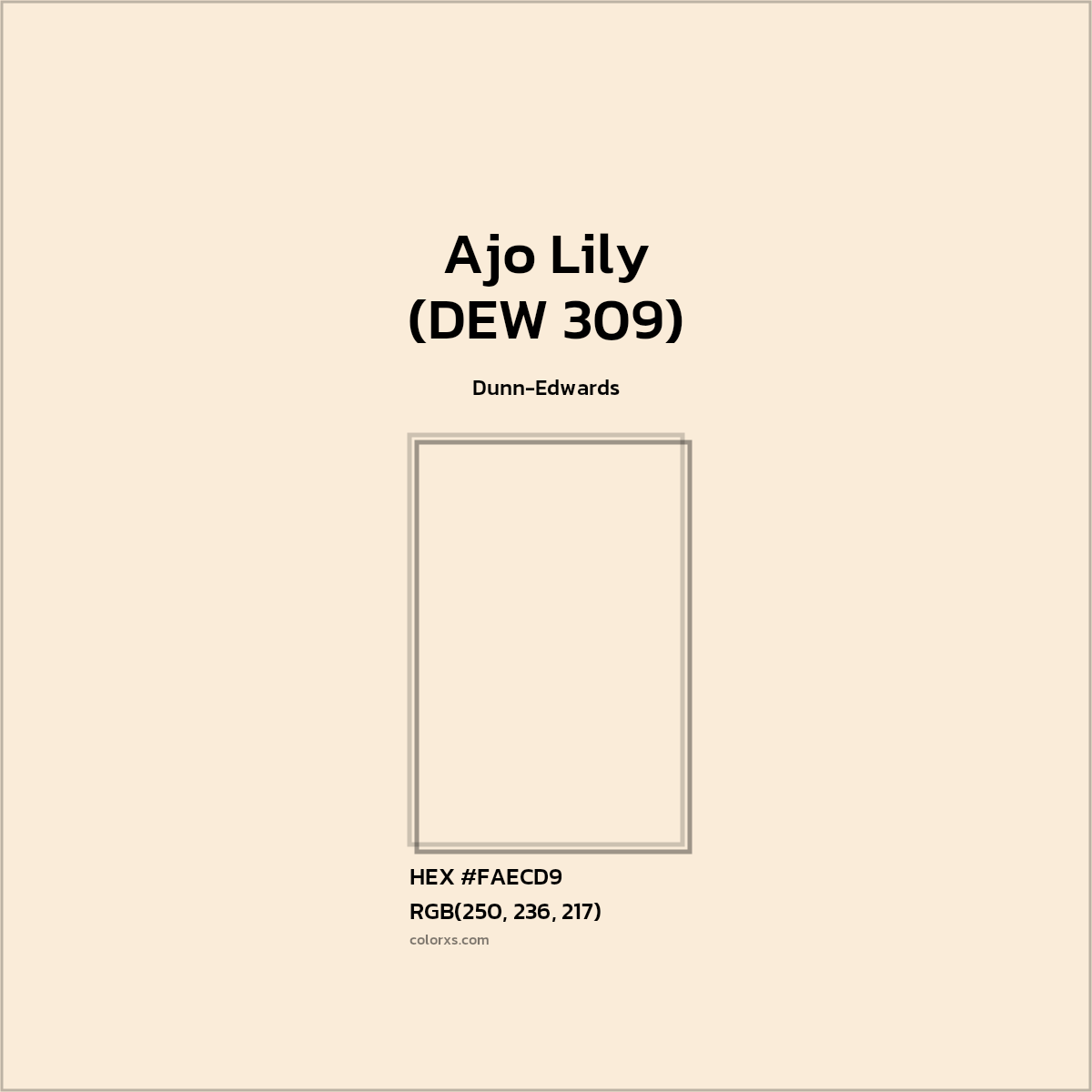#FAECD9 Ajo Lily (DEW 309) Paint Dunn-Edwards - Color codes and meaning | Matching colors and paints