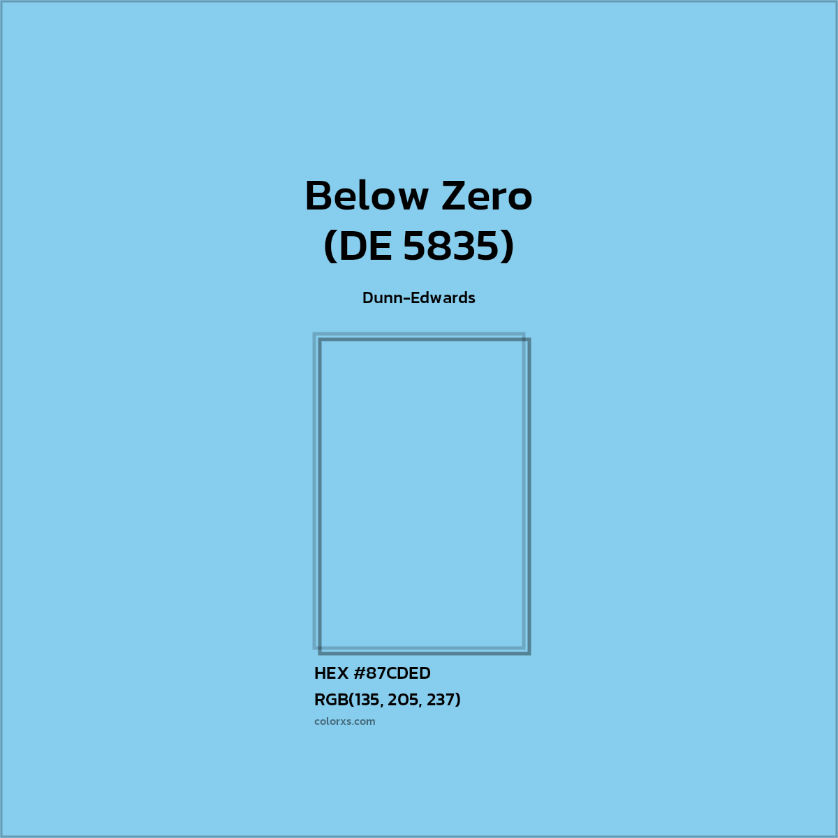 #87CDED Below Zero (DE 5835) Paint Dunn-Edwards - Color codes and meaning | Matching colors and paints