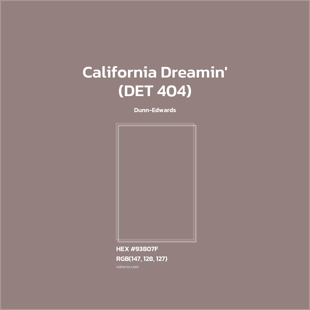 #93807F California Dreamin' (DET 404) Paint Dunn-Edwards - Color codes and meaning | Matching colors and paints