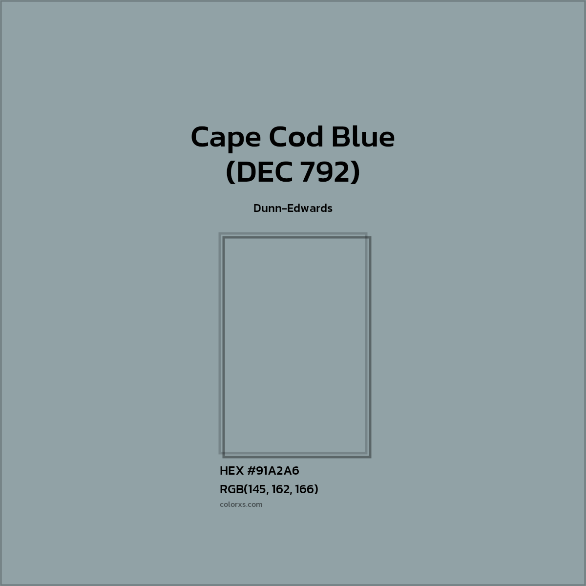 #91A2A6 Cape Cod Blue (DEC 792) Paint Dunn-Edwards - Color codes and meaning | Matching colors and paints