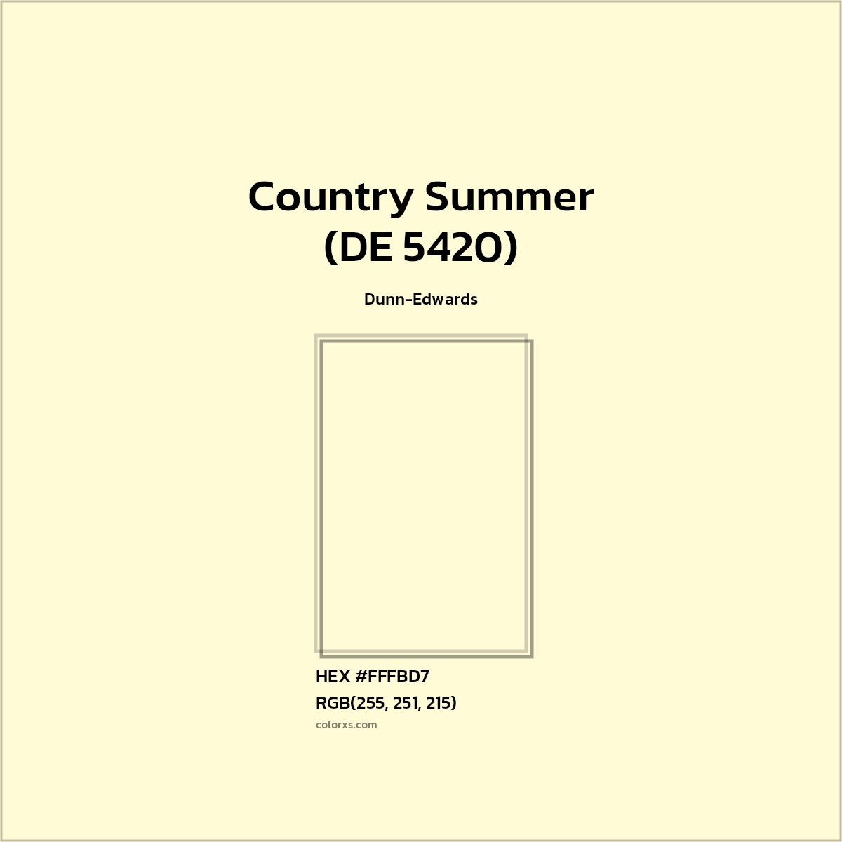 #FFFBD7 Country Summer (DE 5420) Paint Dunn-Edwards - Color codes and meaning | Matching colors and paints